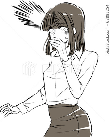 Surprised Woman-Monochrome/Vector 68883254