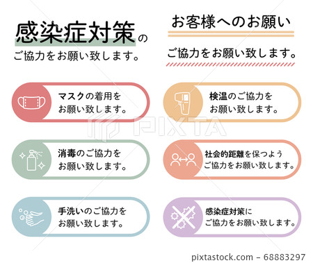 傳染病控製材料套裝/字母/要求/工作時間/電暈措施/口罩/預防/消毒/商店/海報 傳染病控製材料套裝/字母/要求/工作時間/電暈措施/口罩/預防/消毒/商店/海報 68883297