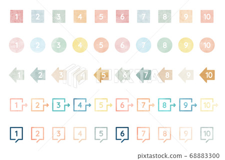 Set of number icons in watercolor style/number/number/illustration/decoration/decoration/arrow Set of number icons in watercolor style/number/number/illustration/decoration/decoration/arrow 68883300