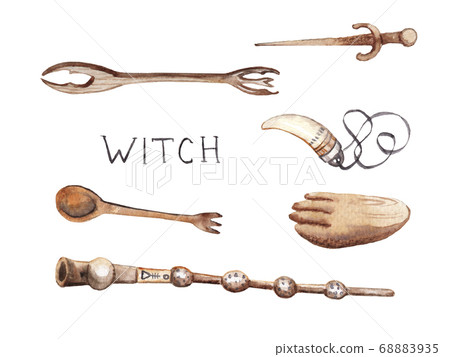 watercolor drawings - a set of witch tricks, witch watercolor drawings - a set of witch tricks, witch 68883935