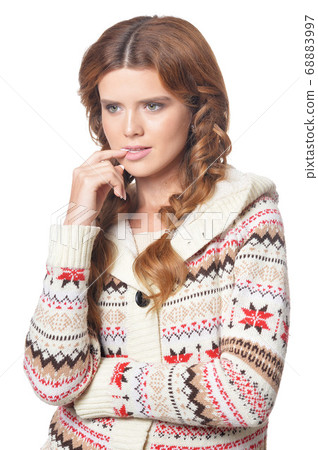 Close up portrait of beautiful woman posing isolated 68883997