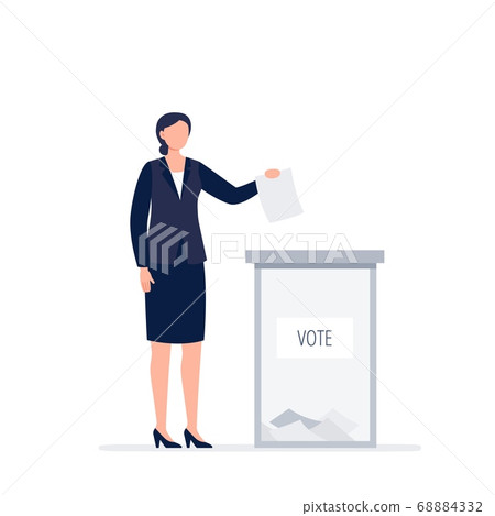 A woman in business suit voting. A woman in business suit voting. 68884332