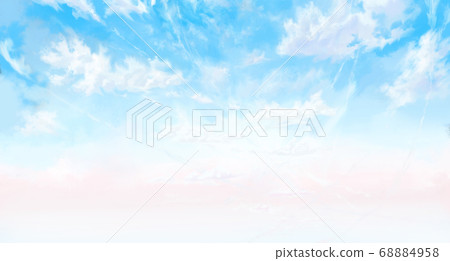 Sky-only background with a blank space for easy title loading [Watercolor style] 68884958