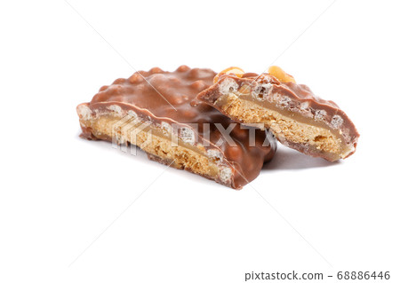Chocolate cookies with caramel filling isolated on Chocolate cookies with caramel filling isolated on 68886446