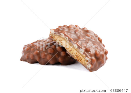 Chocolate cookies with caramel filling isolated on Chocolate cookies with caramel filling isolated on 68886447