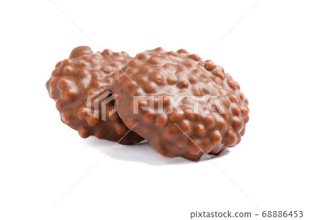Chocolate cookies with caramel filling isolated on Chocolate cookies with caramel filling isolated on 68886453