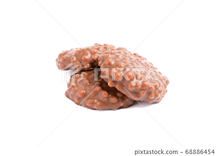Chocolate cookies with caramel filling isolated on Chocolate cookies with caramel filling isolated on 68886454
