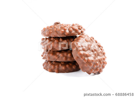 Stack of chocolate cookies with caramel filling Stack of chocolate cookies with caramel filling 68886458