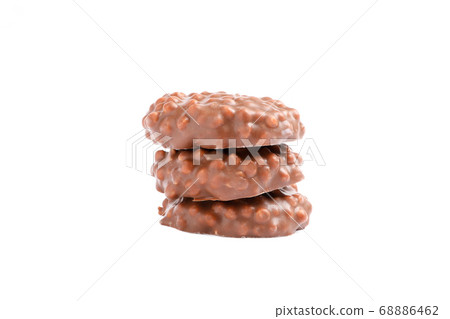 Stack of chocolate cookies with caramel filling 68886462