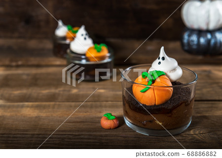 Chocolate Dirt Pudding for Halloween with Meringue 68886882