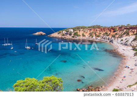 Beautiful panoramic view of  Cala Hort - Es Vedra. Ibiza, Balearic Islands, Spain 68887013