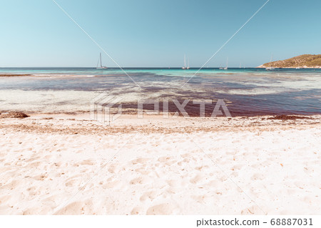 Beautiful beach view of Platja de ses Salines in Ibiza. Balearic Islands. Beautiful beach view of Platja de ses Salines in Ibiza. Balearic Islands. 68887031