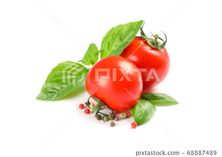 Fresh cherry tomatoes with basil and spices Fresh cherry tomatoes with basil and spices 68887489