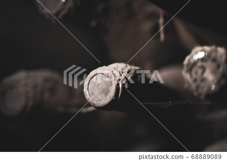 aged wine bottles covered with mold in vintage aged wine bottles covered with mold in vintage 68889089