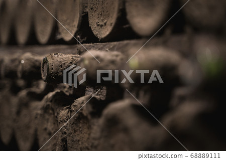 aged wine bottles covered with mold in vintage aged wine bottles covered with mold in vintage 68889111