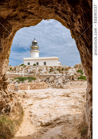 View from Cavalleria tunnel to the lighthouse (Faro de Cavalleria). View from Cavalleria tunnel to the lighthouse (Faro de Cavalleria). 68890337