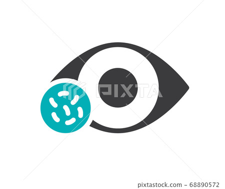 Human eye with bacteria colored icon. Disease visual organ, infectious eye disease, conjunctivitis symbol 68890572