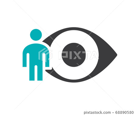 Human eye with man colored icon. Human visual system, healthy organ symbol Human eye with man colored icon. Human visual system, healthy organ symbol 68890580