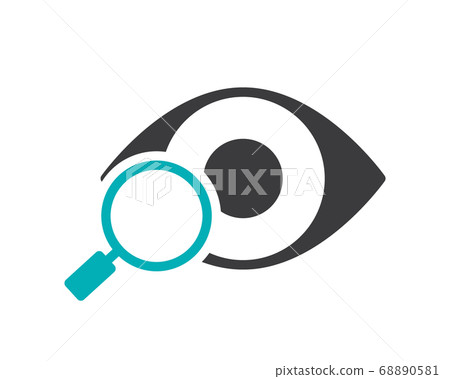 Human eye with magnifying glass colored icon. Visual system research, disease prevention symbol Human eye with magnifying glass colored icon. Visual system research, disease prevention symbol 68890581