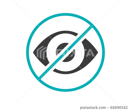 Human eye with prohibition sign colored icon. Transplantation, no visual organ, transplant rejection symbol 68890582