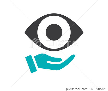 Human eye on hand colored icon. Healthcare, medical treatment, disease prevention symbol 68890584