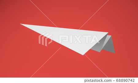 3D Rendering, Close up of white paper planes mock up, blank space for copy, isolated on pastel red background. 68890742
