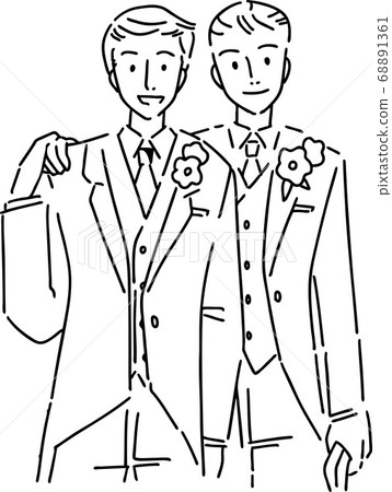 Gay couple illustration same-sex marriage happy wedding vector illustration 68891361