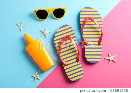 Summer vacation composition on two tone Summer vacation composition on two tone 68891896