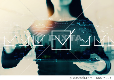 Checklist concept with businesswoman Checklist concept with businesswoman 68893293