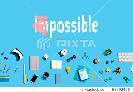 Possible concept with electronic gadgets and office supplies 68893408