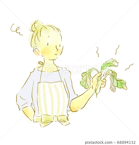 天然的手繪女性對蔬菜的新鮮感不滿意的女性 68894132