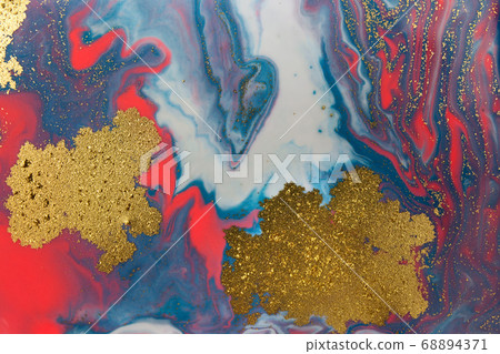 Marbled blue, pink and white abstract wave background with golden layers. Marbled blue, pink and white abstract wave background with golden layers. 68894371