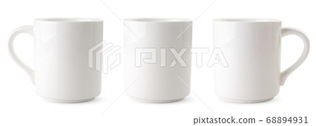 Set of white mock-up cups on a white background. Set of white mock-up cups on a white background. 68894931