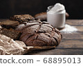 Fresh rye bread on table 68895013