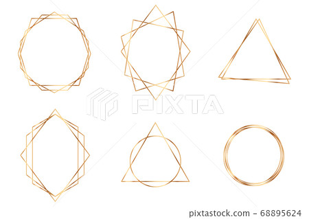Geometrical polyhedron. Gold frame 68895624