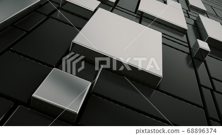 abtract futuristic metal and carbon cubes, 3d render Illustration 68896374