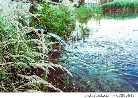 Environmental pollution.Sewage flows into the 68896612