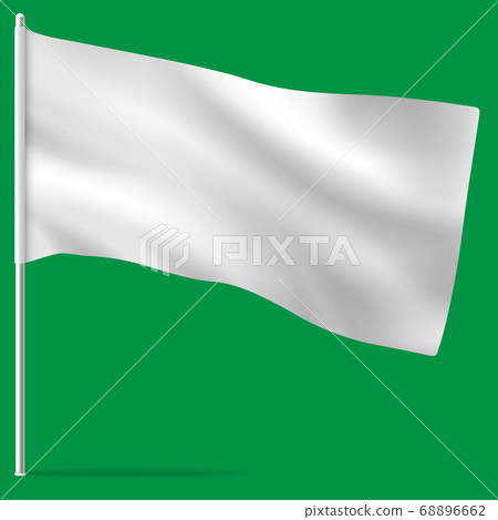 Waving blank flag on flagpole. 68896662