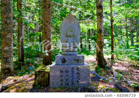 Stone statue in the forest 68896719