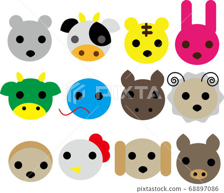 Set of facial expression icons of zodiac characters 68897086