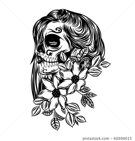 The pretty day of the dead with the flower face art 68898015