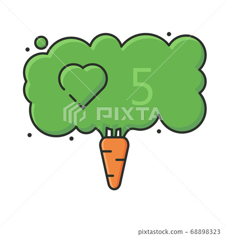 concept vegan carrot and social network like icon with counter numerals 68898323