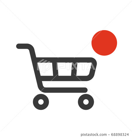 shopping cart icon with counter added online commodity on white background. shopping cart icon with counter added online commodity on white background. 68898324