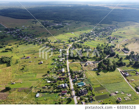small village aerial photography on a summer sunny day small village aerial photography on a summer sunny day 68898328
