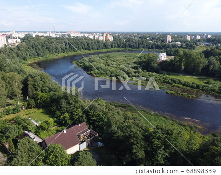top view, river flows, aerial photography 68898339