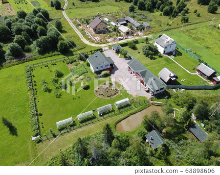 small village aerial photography on a summer sunny day 68898606