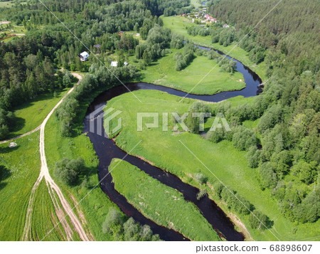 top view, river flows, aerial photography 68898607