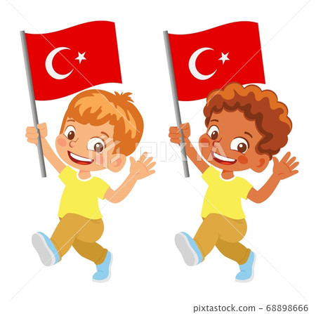 Turkey flag in hand set 68898666