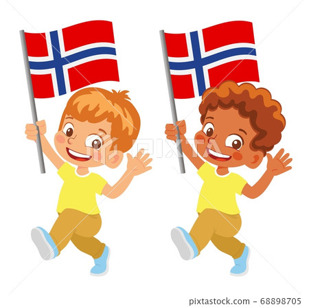 Norway flag in hand set Norway flag in hand set 68898705