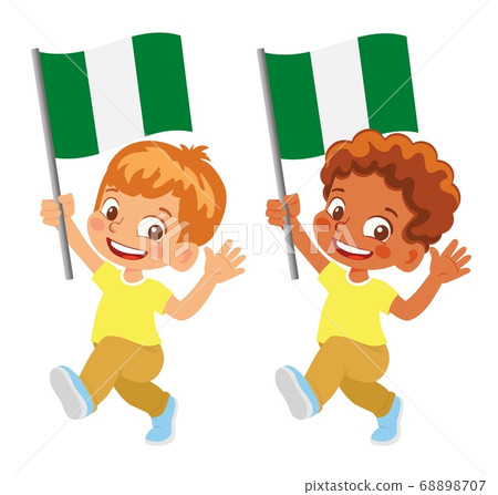 Nigeria flag in hand set Nigeria flag in hand set 68898707
